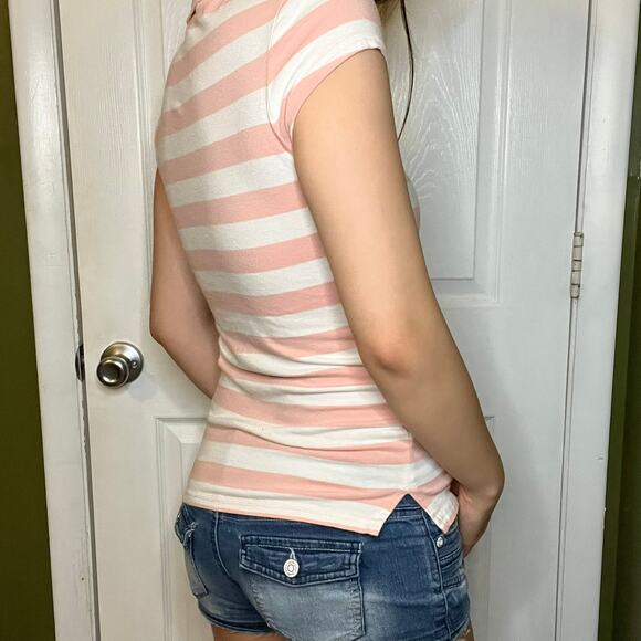 Wet seal Striped Pink Polo Shirt - Picture 3 of 7